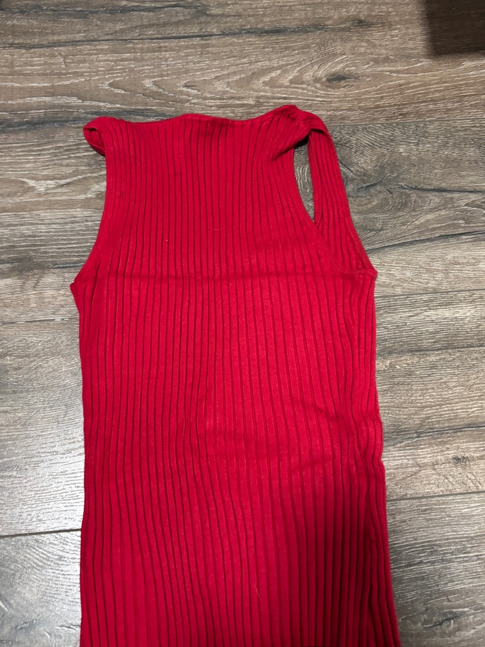 Belldini Red Ribbed Square Neck Tank - Picture 2 of 3